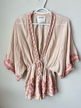 Free People Bette Bed Jacket Kimono XS S Boho Embroidered Cardigan